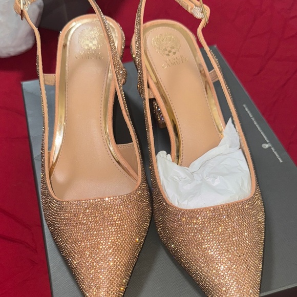 Vince Camuto Glittering Gold Slingback Heels - Picture 15 of 17